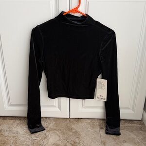 NWT Lululemon All Aligned Mock Neck Long Sleeve Velour — Elegant Black | Sz 4